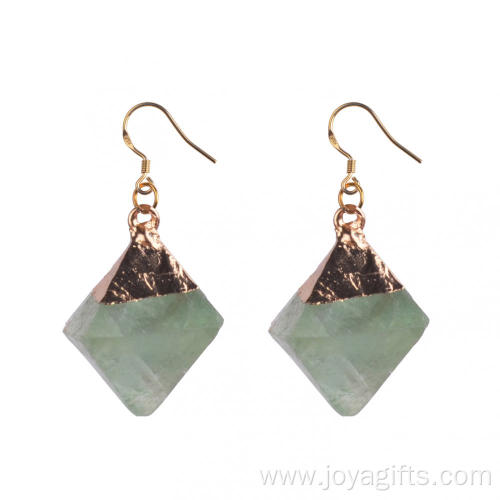 Amazing Natural Rainbow Raw Fluorite Dangling Earrings